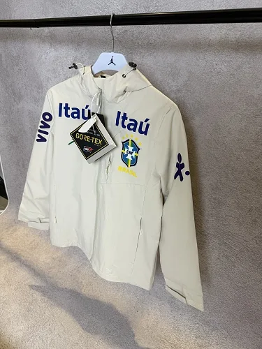 View 3 of Jordan Brazil Off White Hooded Windbreaker Jacket