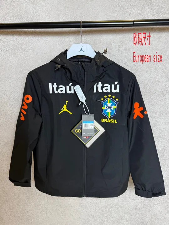 Jordan Brazil Black Hooded Windbreaker Jacket