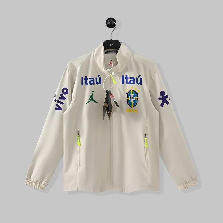 Jordan Brazil White Stand Collar Windbreaker Jacket