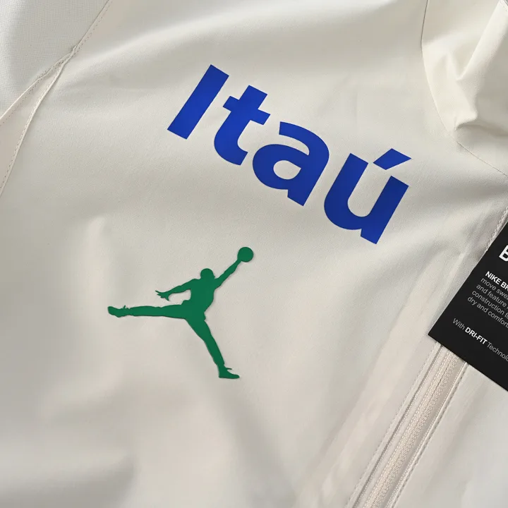 View 3 of Jordan Brazil White Stand Collar Windbreaker Jacket