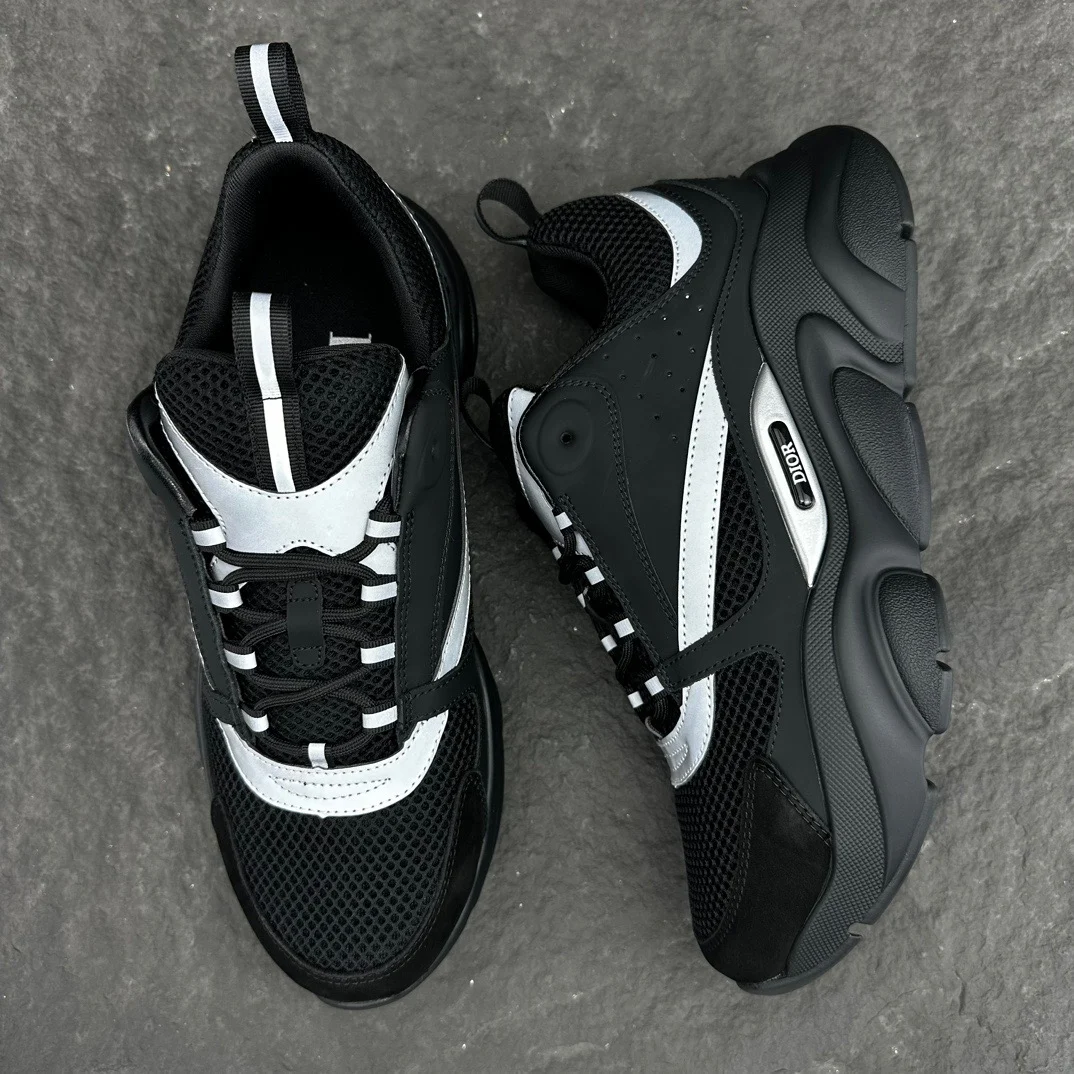 Dior B22 Sneaker | Black Mesh and Dark Grey Technical Fabric