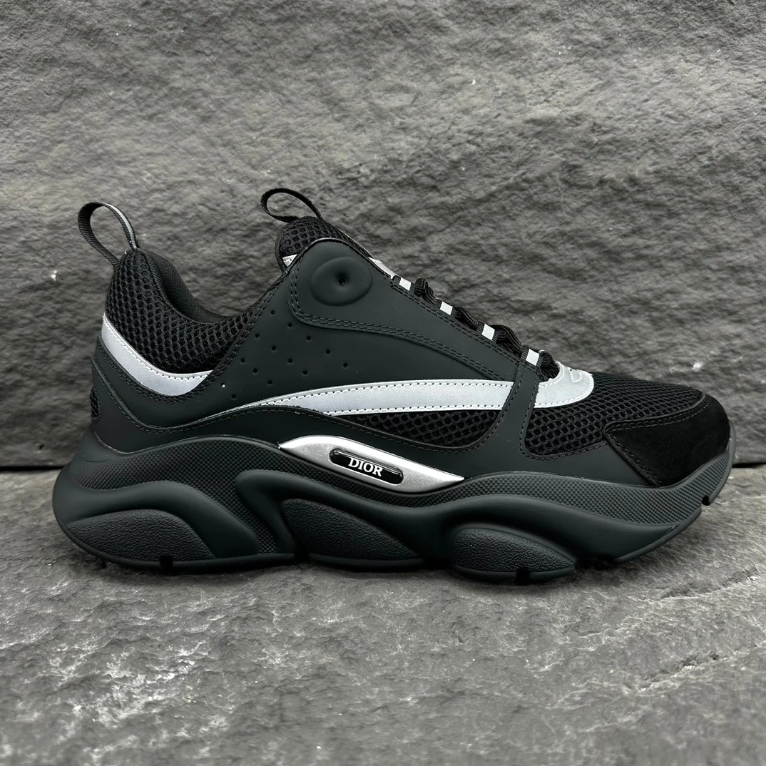 Dior B22 Sneaker | Black Mesh and Dark Grey Technical Fabric