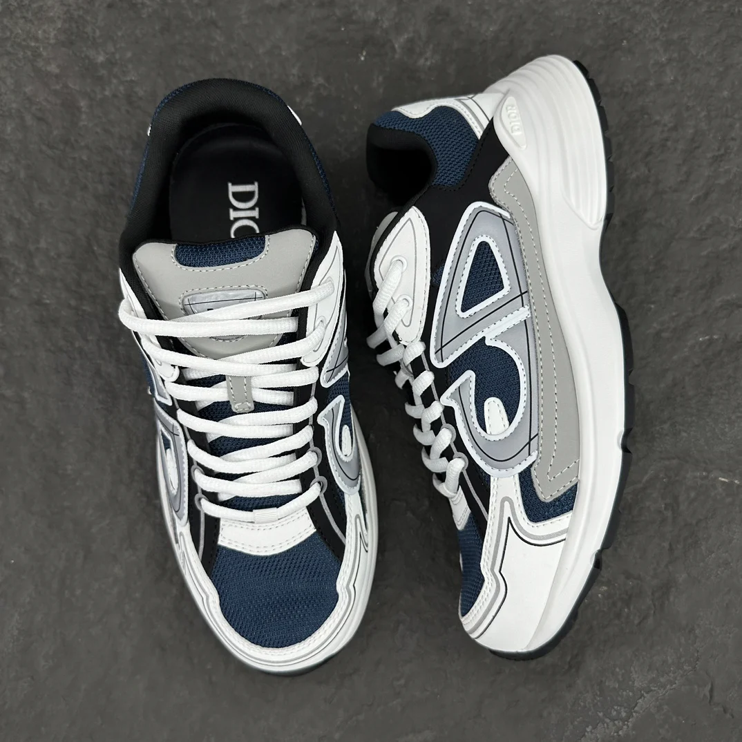 Dior B30 Countdown Sneaker | Blue Mesh with Grey, White and Black