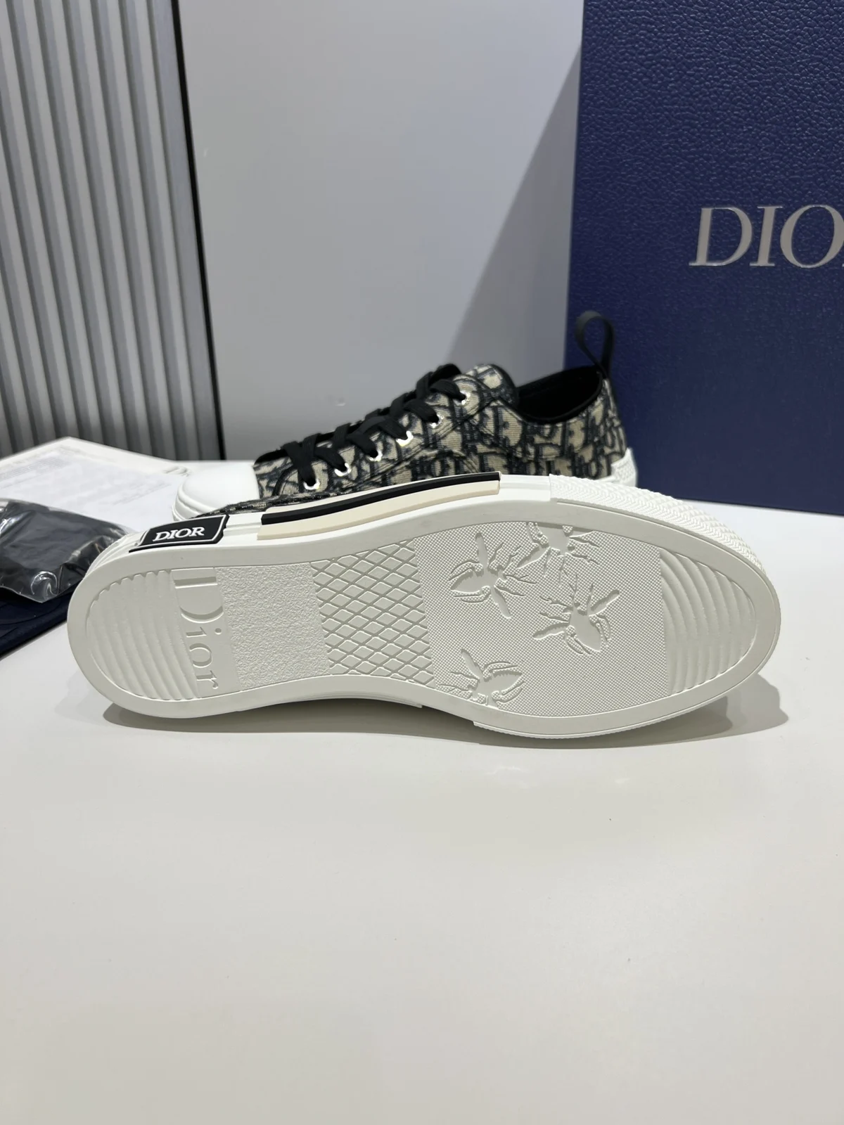 Dior B23 League High-Top and Low-Top Sneakers | Low · Beige and Black Oblique Jacquard