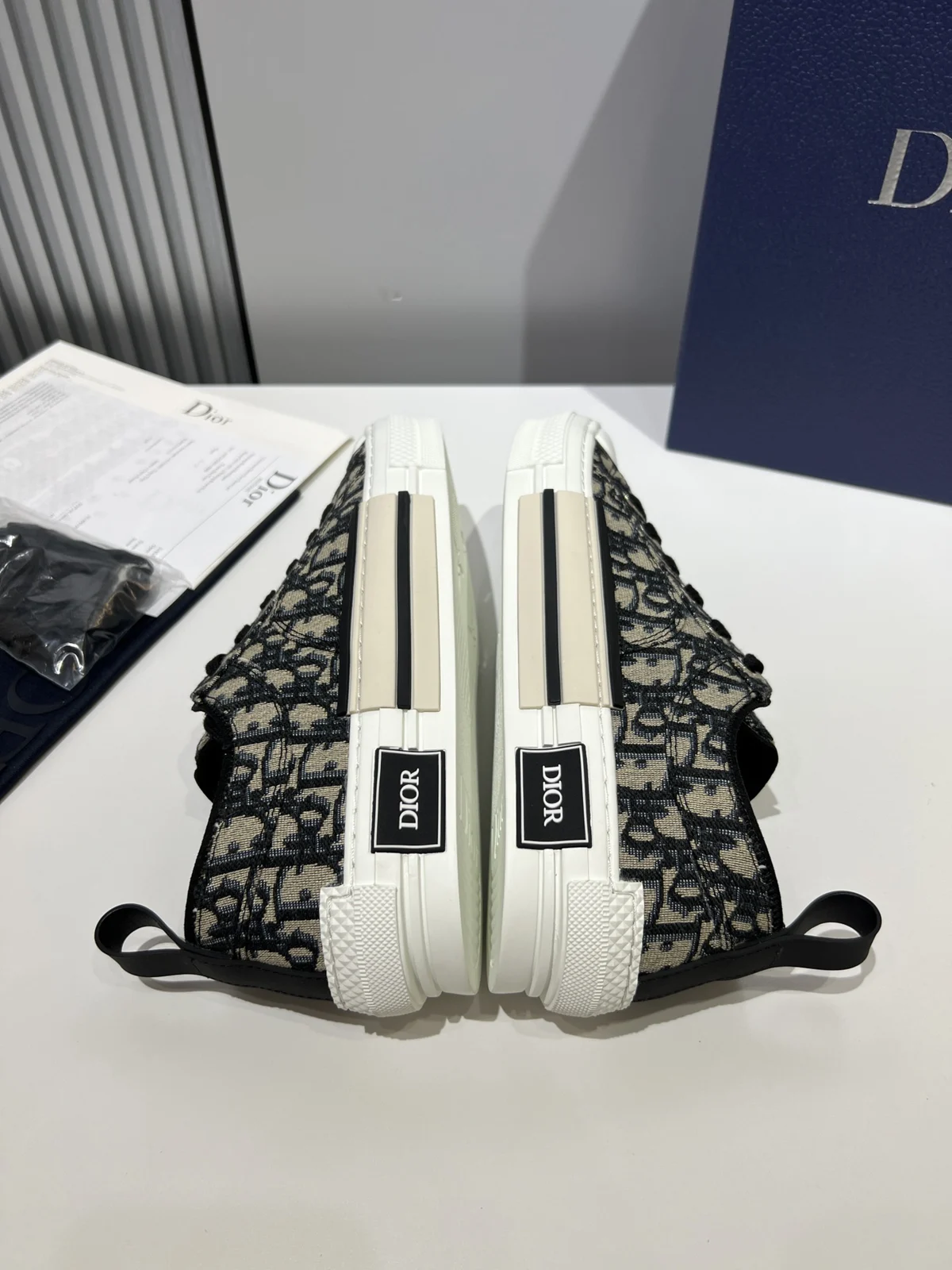 Dior B23 League High-Top and Low-Top Sneakers | Low · Beige and Black Oblique Jacquard