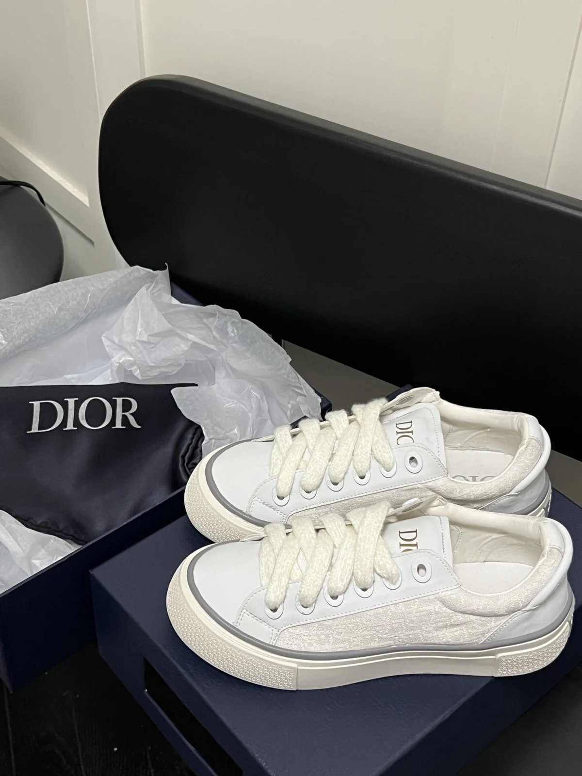 Dior B33 Spin Low-Top Sneaker | White Calfskin and Oblique