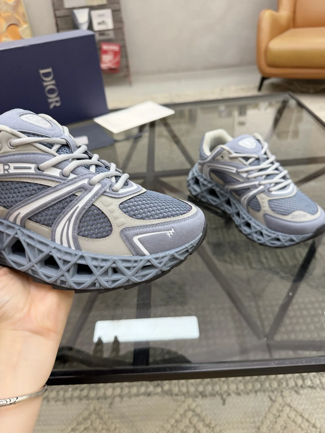 Dior B35 NXXT Sneaker | Blue and Gray Technical Mesh
