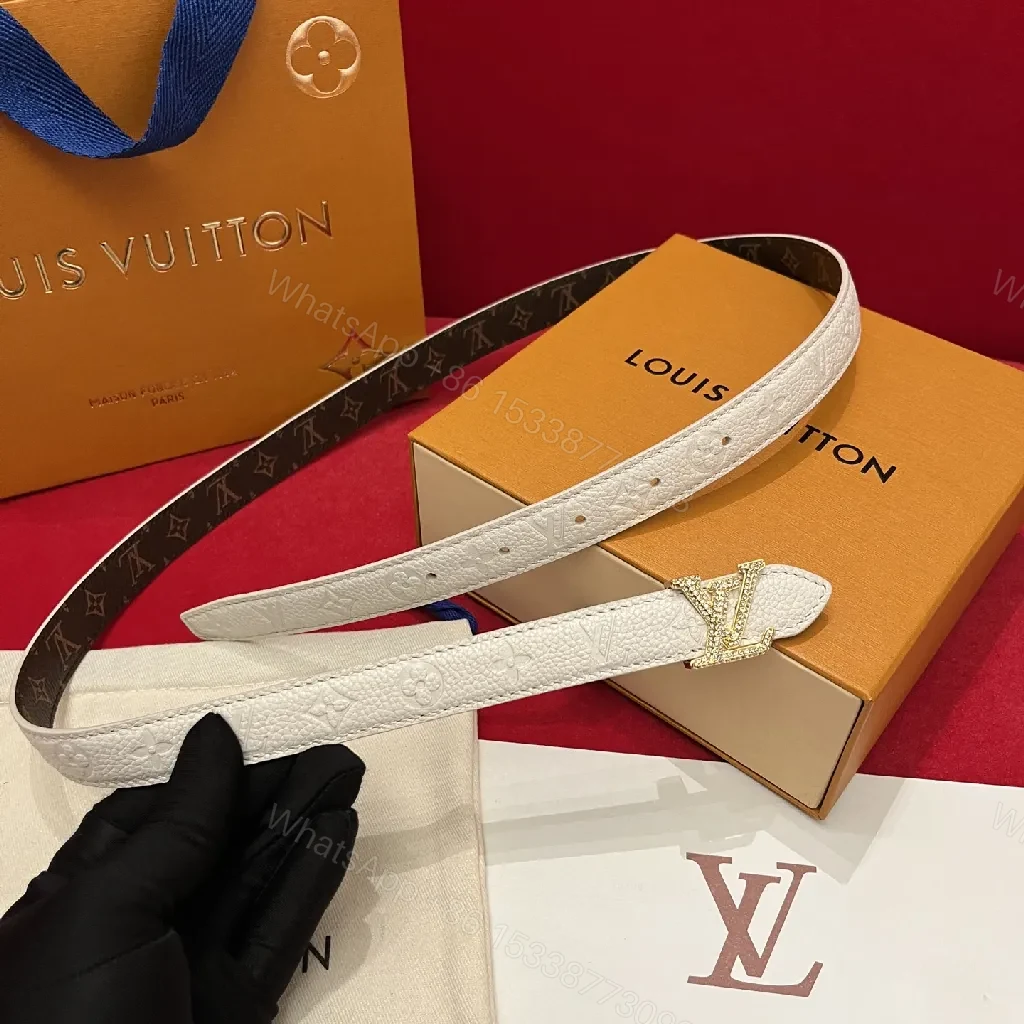 View 6 of Monogram-Trim Belt: Black Leather, Gold LV Buckle, Sleek Style