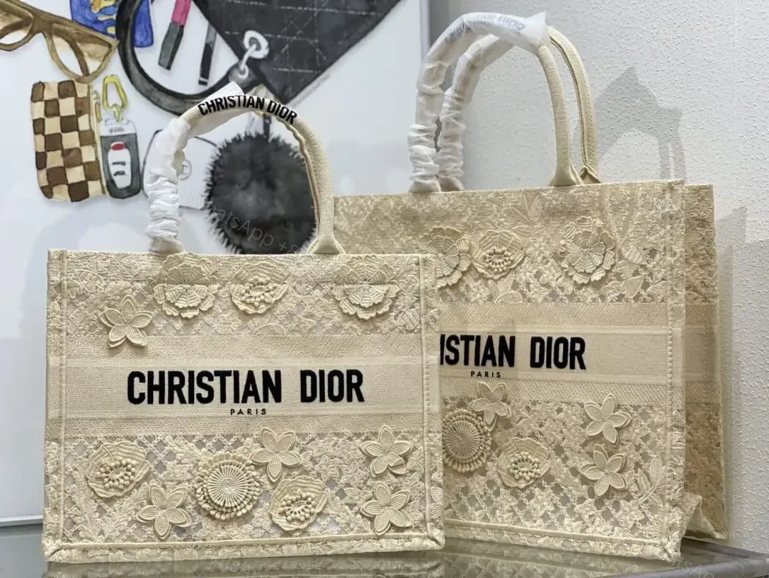 DIOR Design Embroidered Medium Tote Bag — view 1