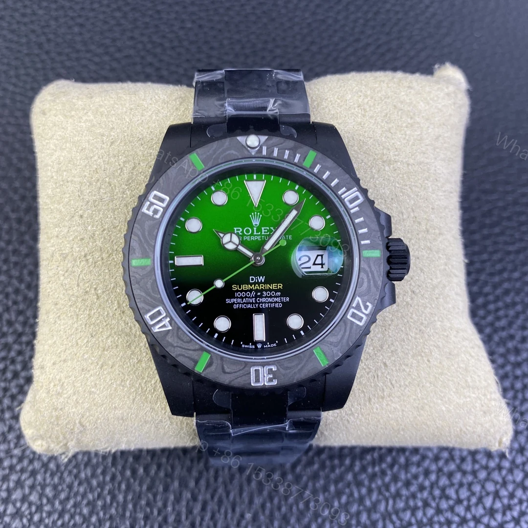 ROLEX高仿DiW綠面黑殼水鬼腕錶 碳纖維潛水風個性手錶 — view 1
