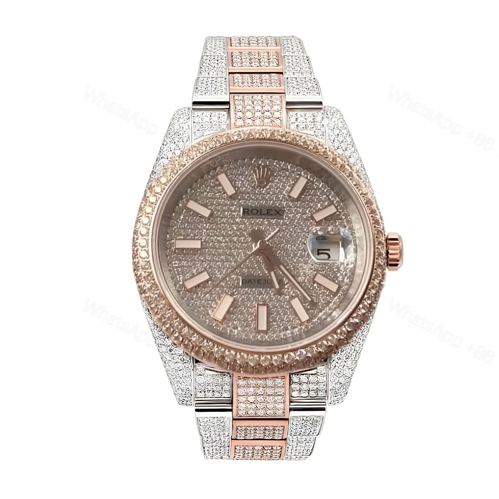 Rolex Datejust Two Tone Jubilee Fully Iced Out 126303 Replica — view 1