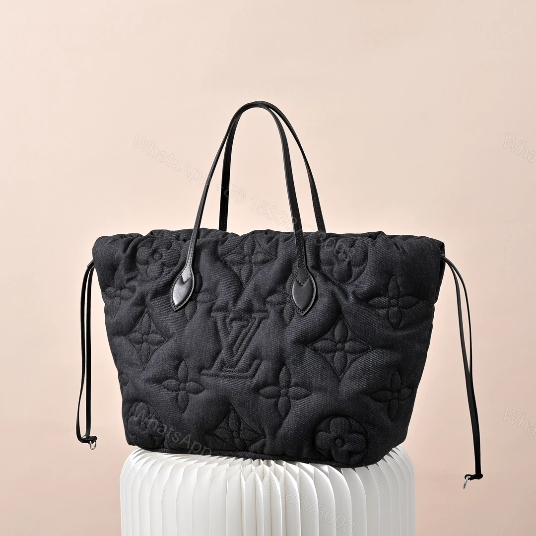 LV 高仿 女款 Monogram 牛仔托特包 丹寧壓紋 大容量設計 通勤休閒款 — view 1