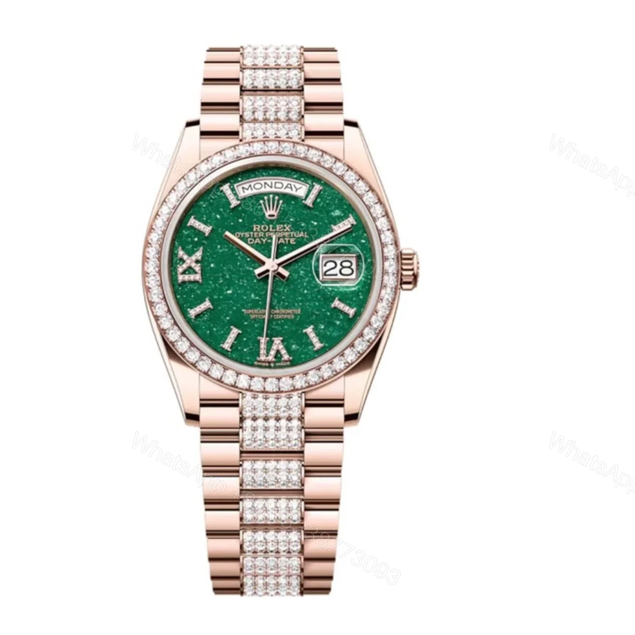 Superclone Rolex Day-Date Green Dial 128345RBR Diamond-set 36 mm — view 1