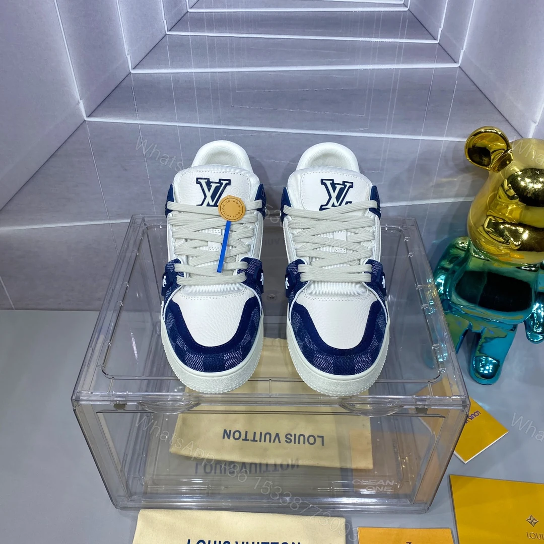 LV 一比一 Trainer 白藍拼接運動鞋 清爽百搭款 — view 1