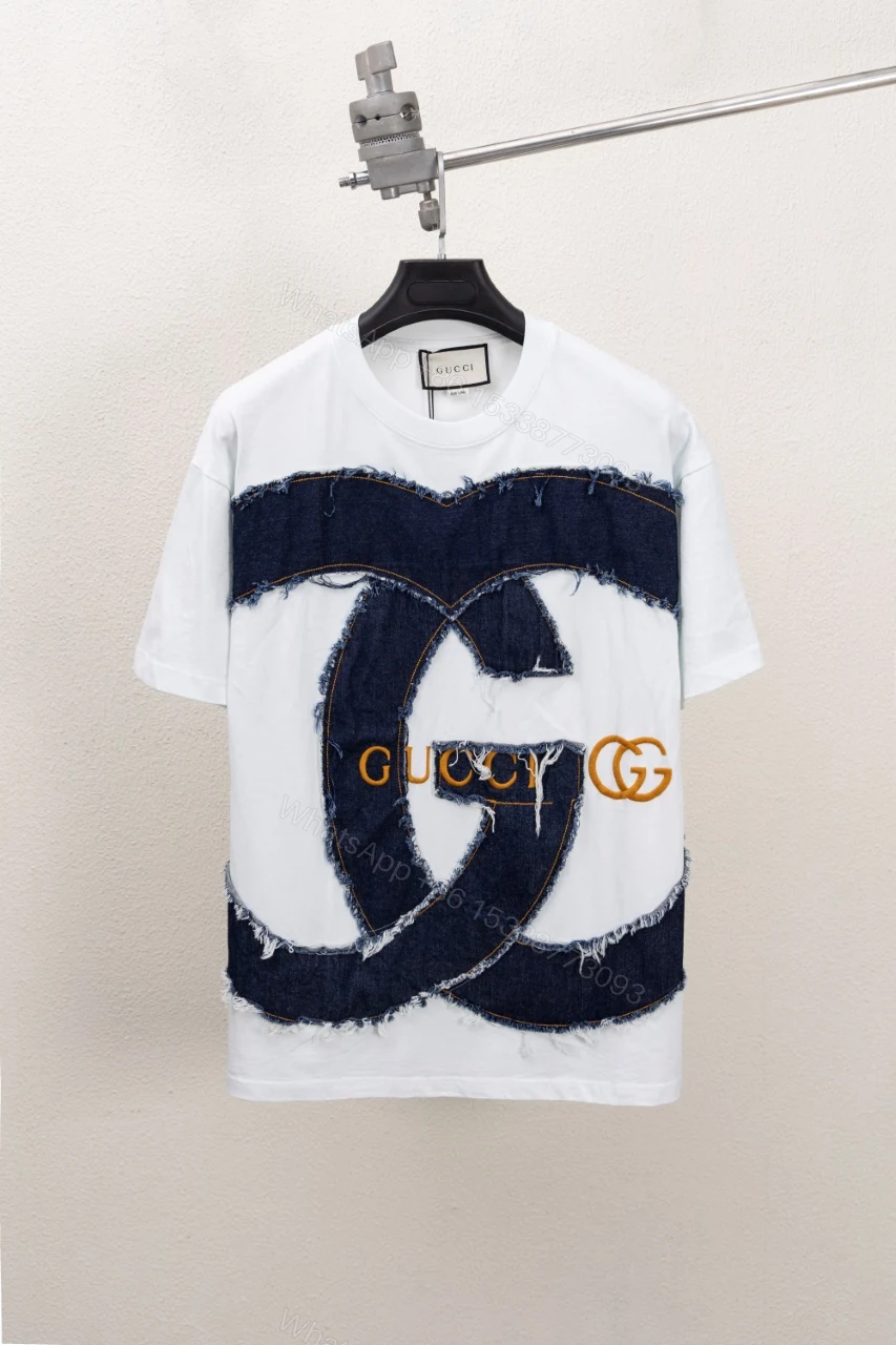 Gucci 高仿短袖T恤 男款白色GG牛仔拼接 潮流質感款 — view 1
