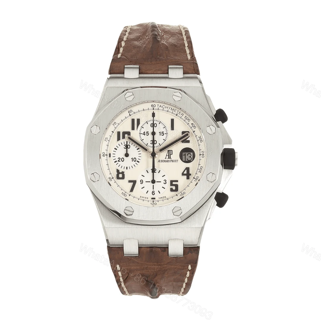 Audemars Piguet Offshore Chronograph White Dial Leather Replica — view 1