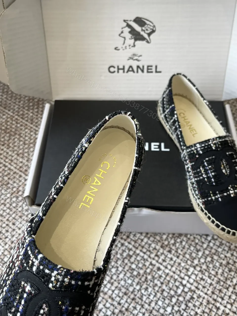 View 7 of Chic Textured Loafers with Logo Detail, Slip-On Footwear
