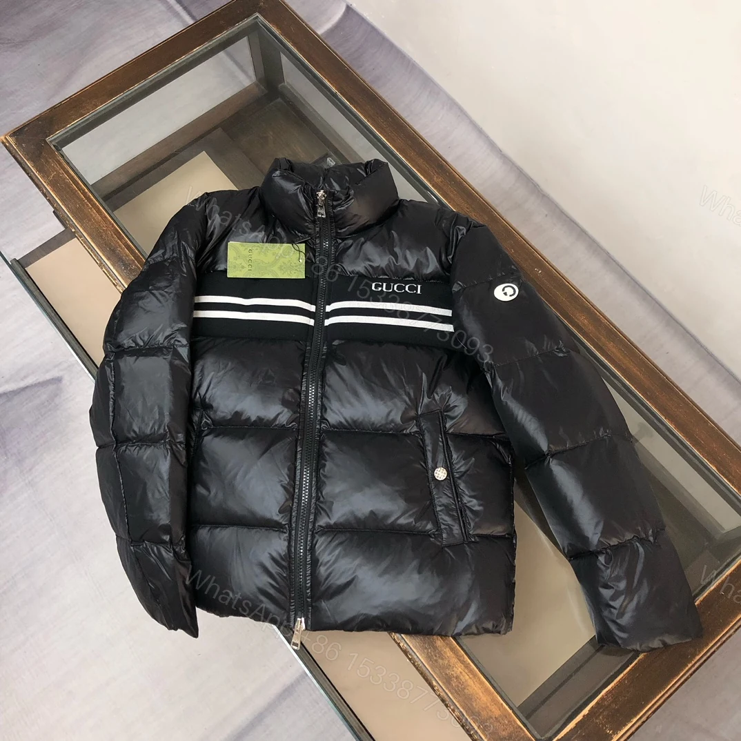Gucci原單羽絨外套亮面黑色雙白線運動風男款 — view 1
