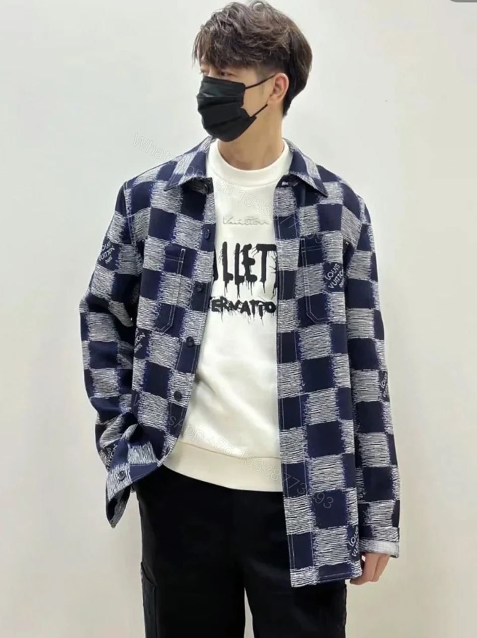 LV一比一格紋長袖襯衫 男士刷色棋盤格設計時尚百搭款 — view 1
