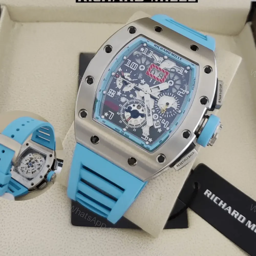 Richard Mille RM011 Blue Ceramic Casin Blue Rubber Strap — view 1