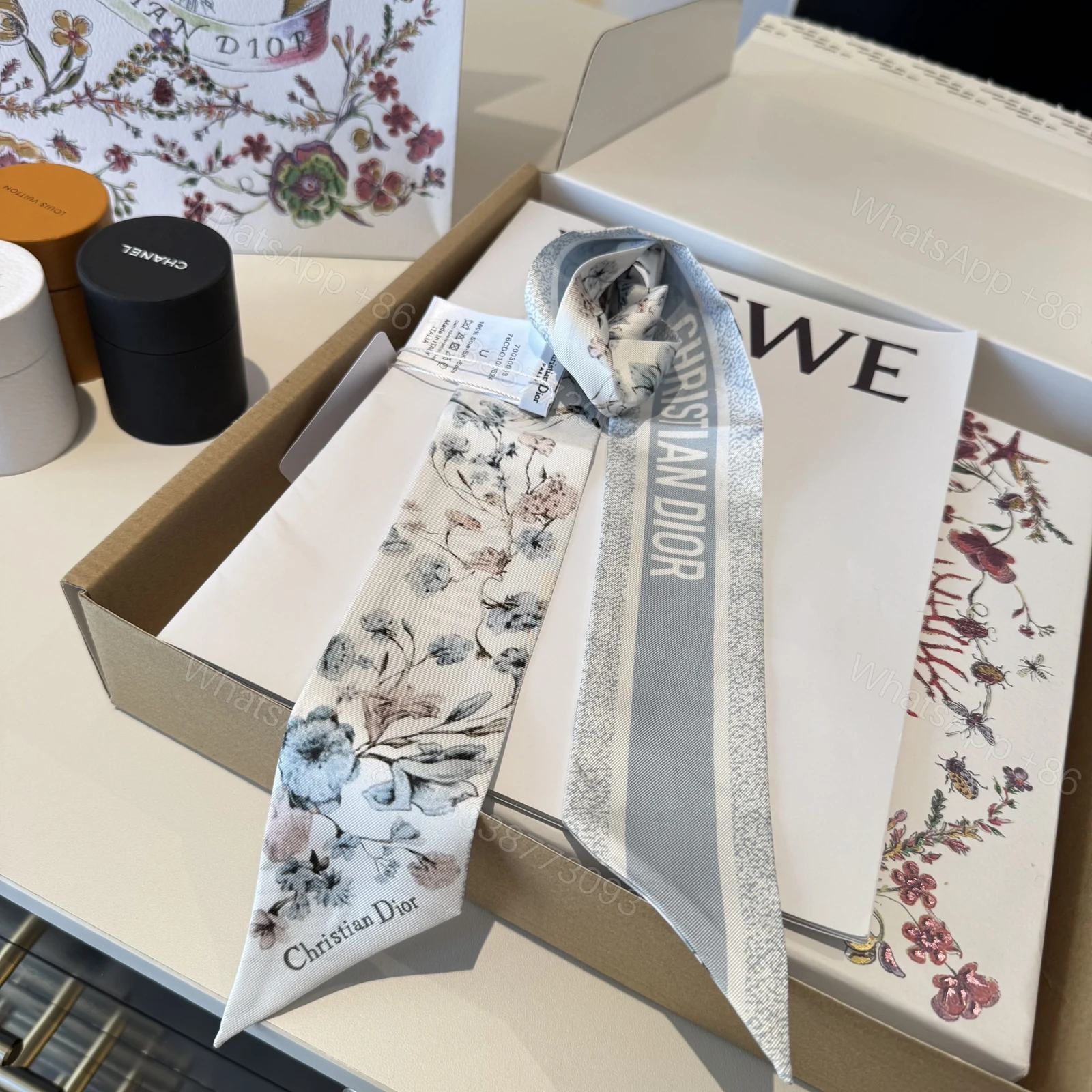 Dior一比一花卉絲巾印花髮帶高級感精品絲帶 — view 1