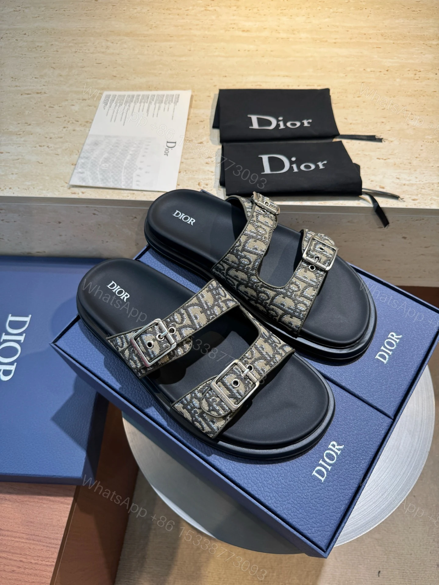 Dior 一比一 男款Oblique雙扣拖鞋 經典緹花休閒百搭款 — view 1