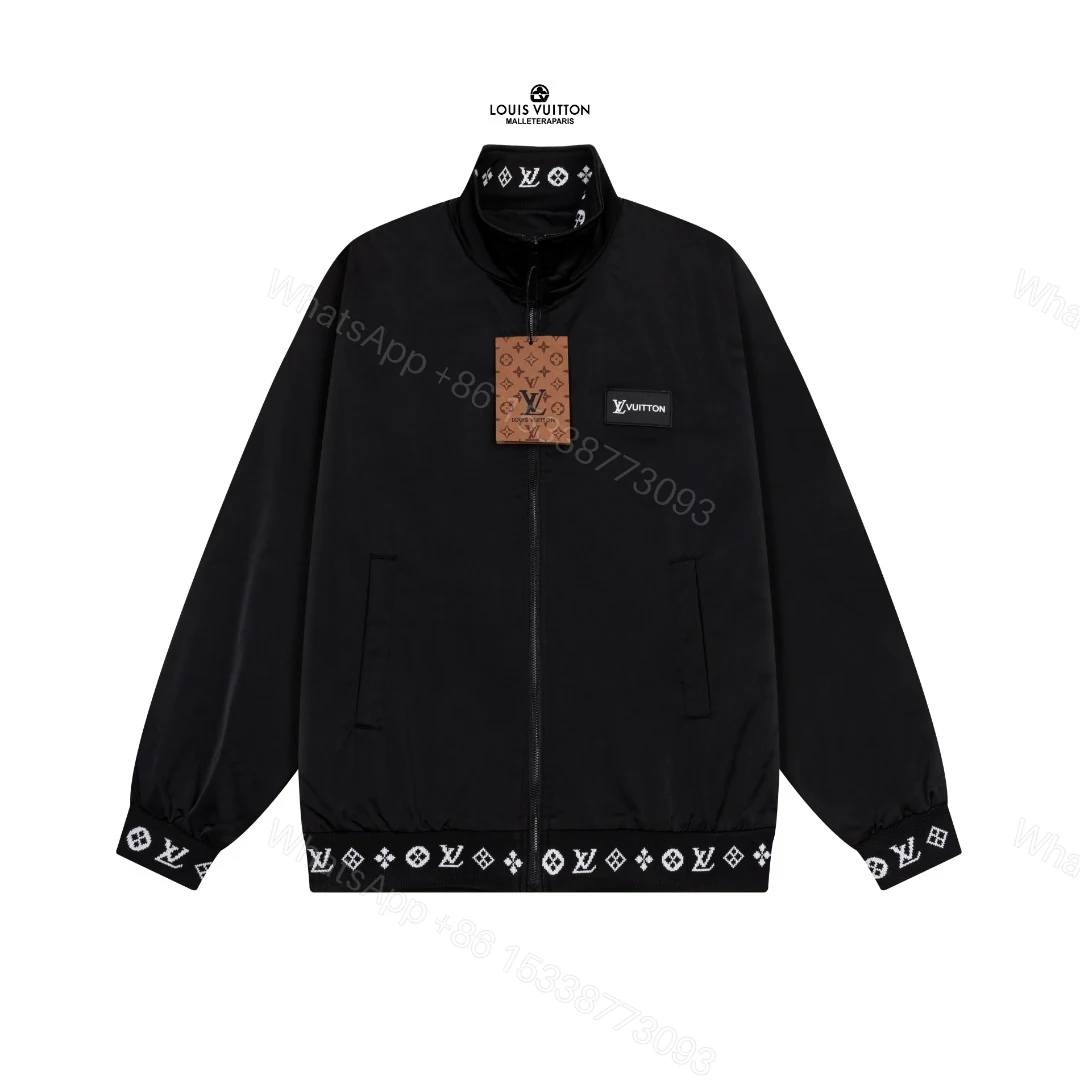 LV 原單黑色Logo邊飾運動夾克 時尚精品輕量防風外套 — view 1