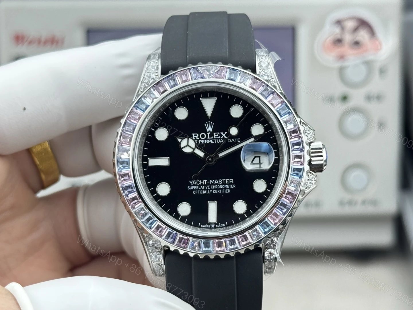 ROLEX 原單 男款 Yacht-Master 彩鑽圈設計 個性奢華腕錶 — view 1
