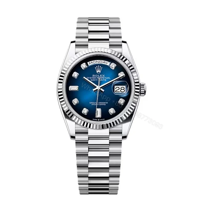 Superclone Rolex Day-Date Blue Ombré Diamond Dial 128236-0005 36 mm — view 1