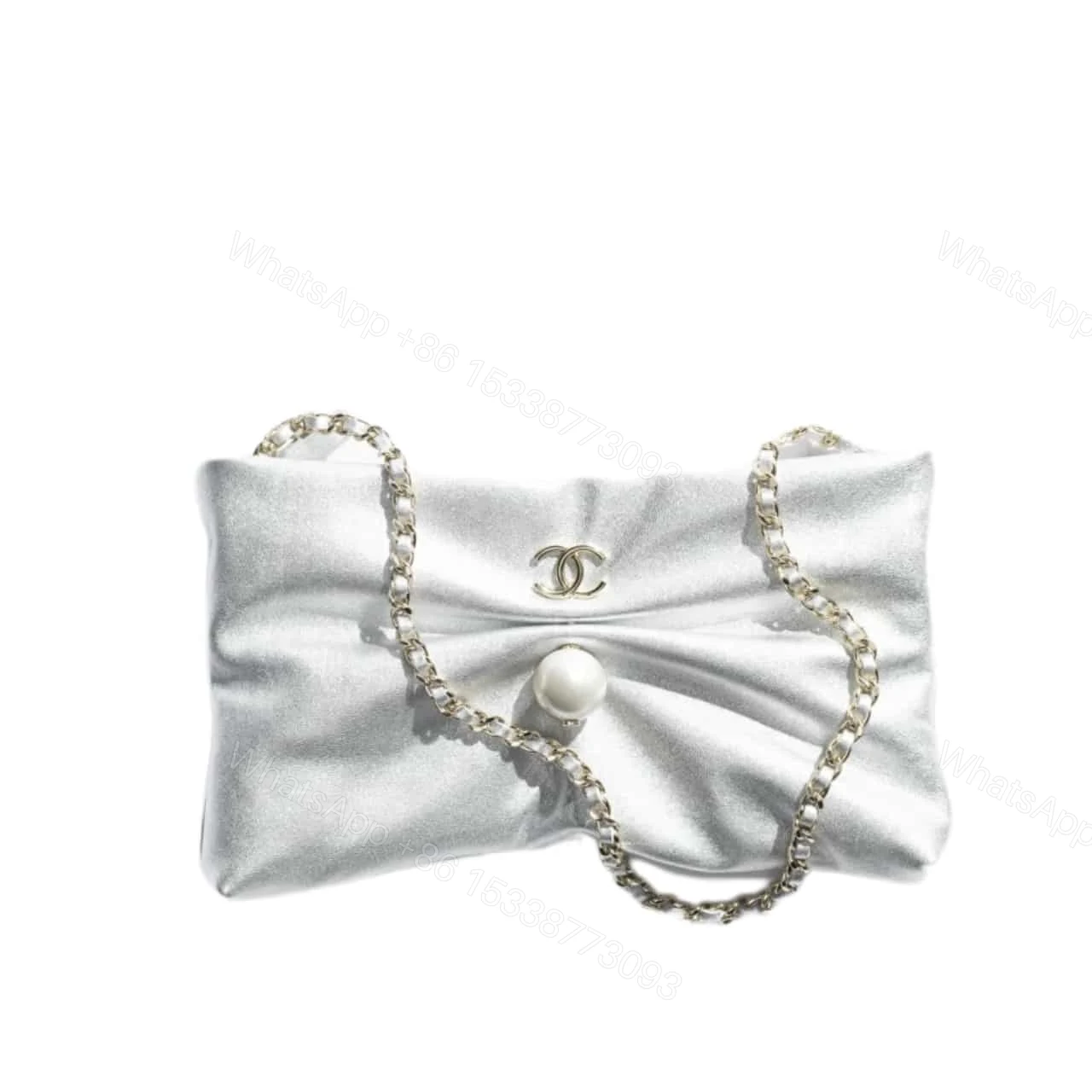 CHANEL CLUTCH WITH CHAIN GOLD TONE METAL SILVER 24CM AP4613 B20166 94306 — view 1