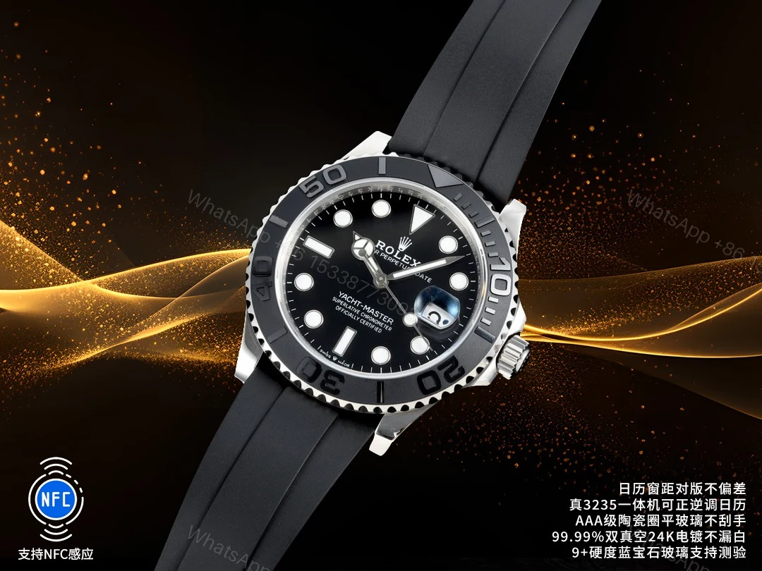 ROLEX 高仿 男款 Yacht-Master 黑金配色 運動休閒腕錶 — view 1