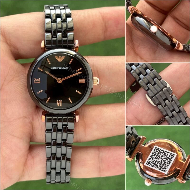 Emporio Armani AR-1486 Black Ceramic Rose Gold 40mm Quartz — view 1