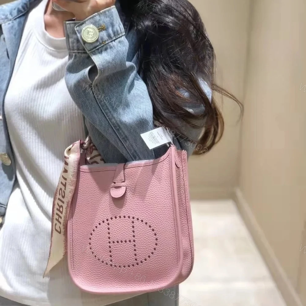 View 5 of Hermes Mini Evelyne Bag Mauve Sylvestre 17cm