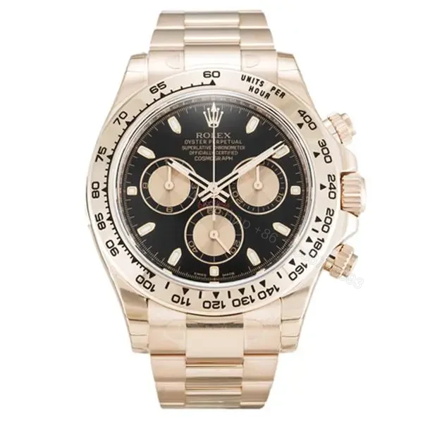 Rolex Daytona Black Dial Rose Gold Replica — view 1