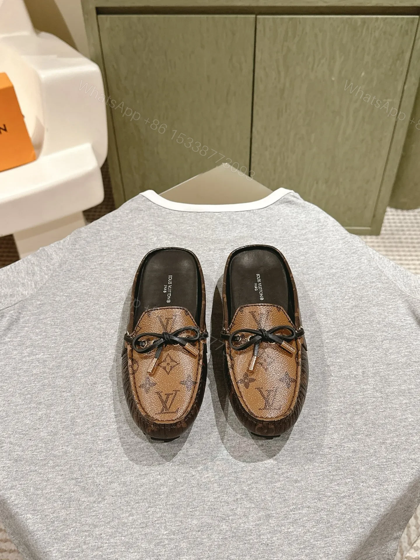 LV Women Brown Leather Moccasin Loafers — view 1
