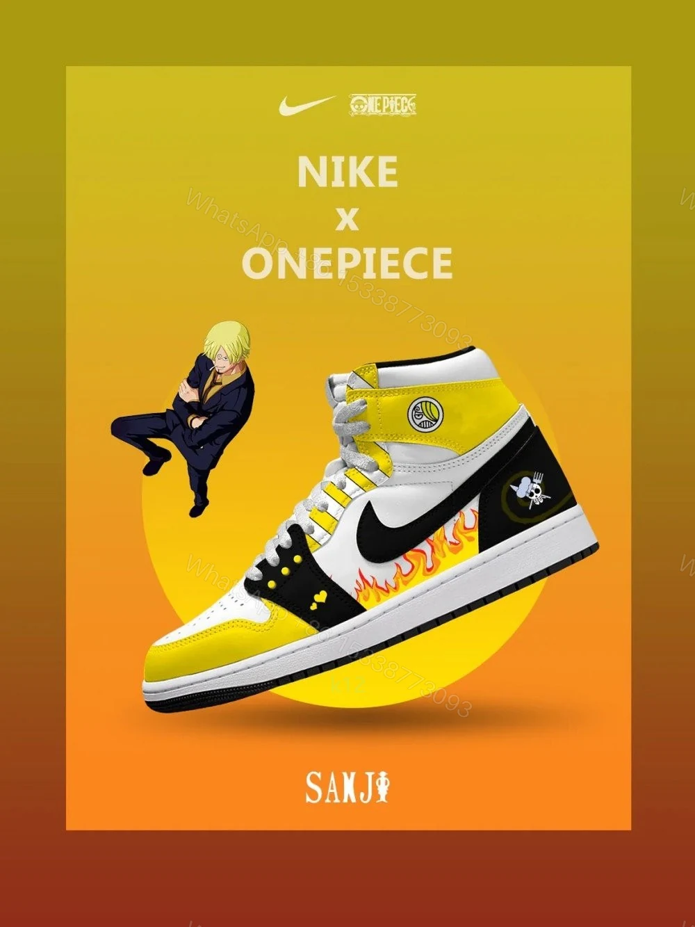 Black Leg Sanji V.3 Custom High-Top Jordan 1 — view 1