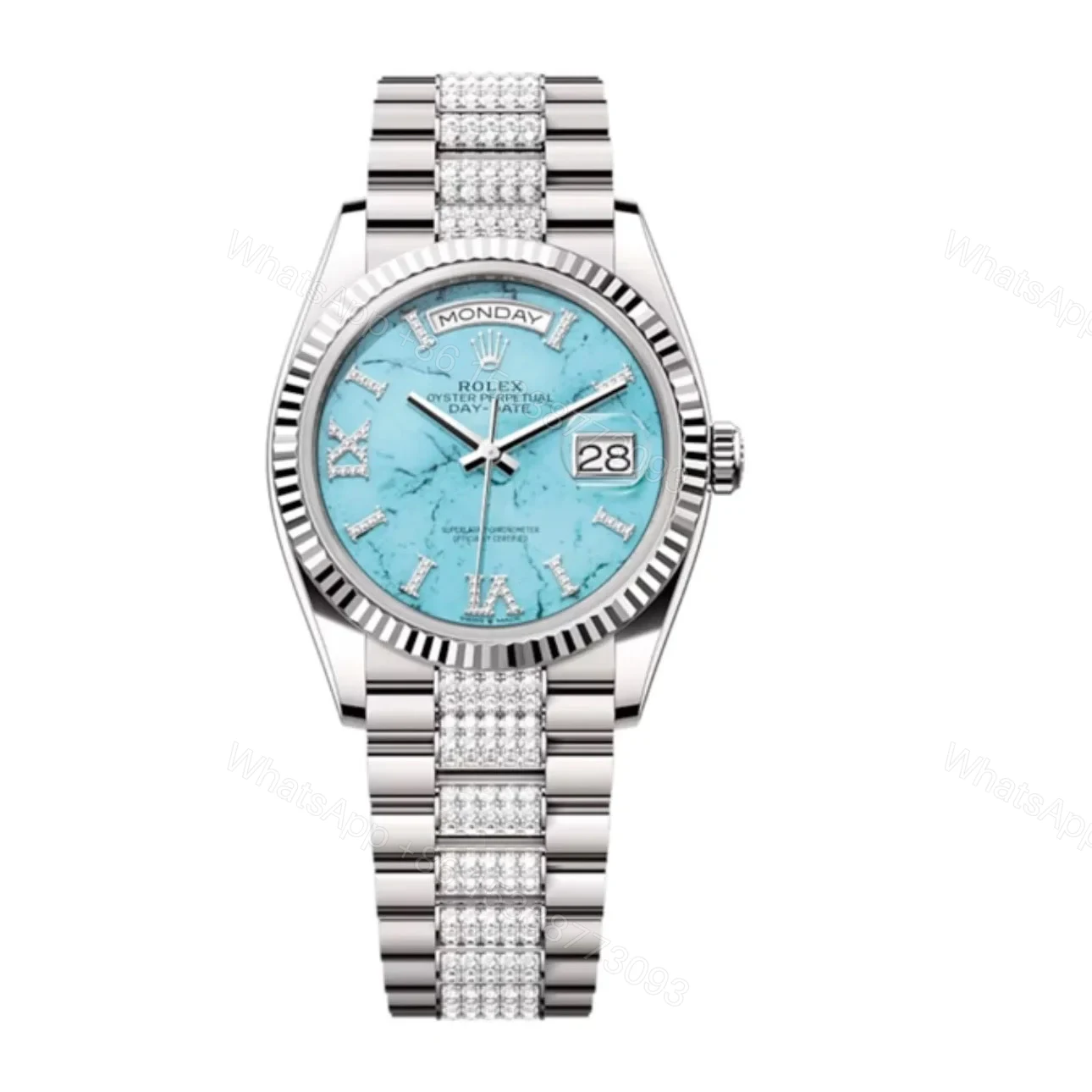 Superclone Rolex Day-Date Turquoise Dial 128239 Diamond-set 36 mm — view 1