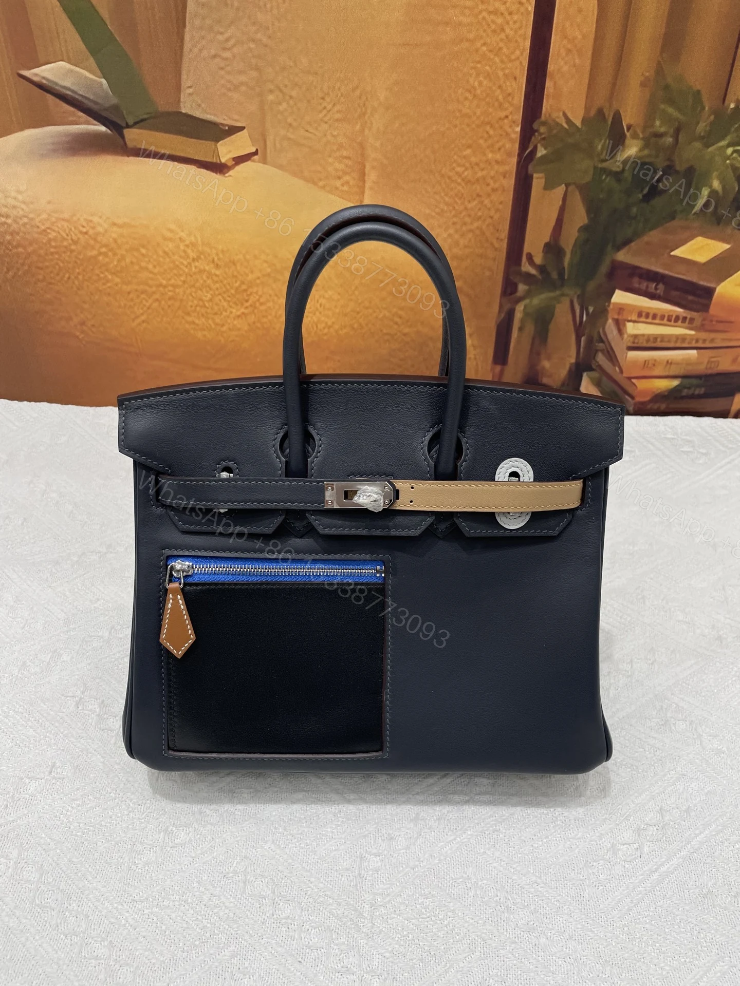 Hermes 原單 女款 Birkin 拼色口袋手提包 機能設計款 — view 1