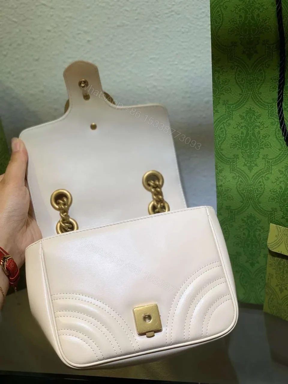 View 5 of Gucci Marmont Replica 1:1 Women’s Handbag High Quality White 20cm