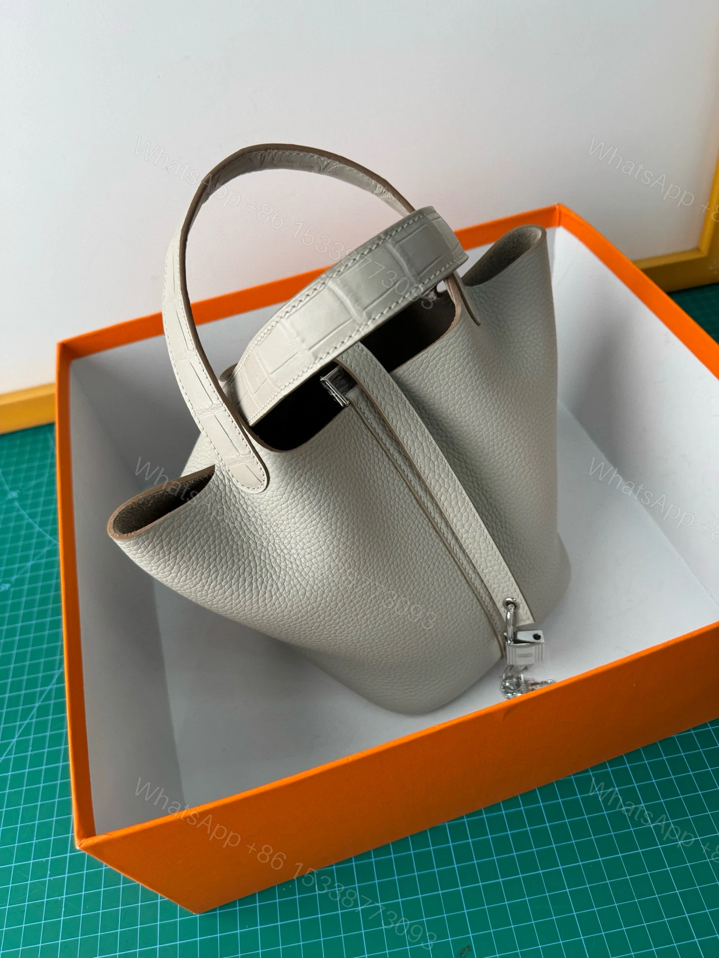 Hermes 高仿 Picotin 菜籃子 冷灰白手提包 極簡風高級感 — view 1