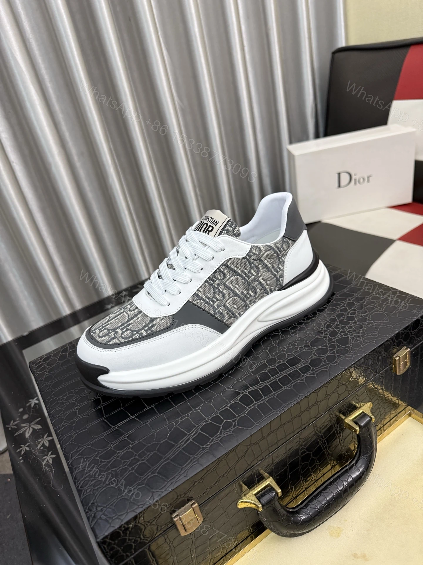 Dior 一比一 Oblique老花運動鞋 白灰拼接厚底休閒款 — view 1