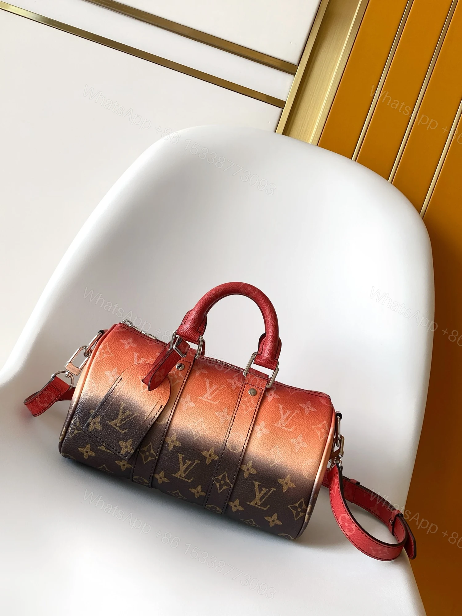 LV 一比一 女款 Speedy 漸層橘老花手提包 時尚斜背包 — view 1