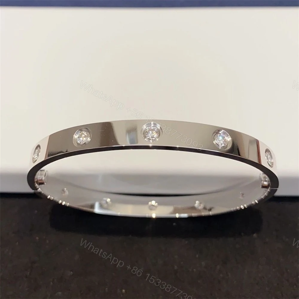 Replica Cartier White Gold Love Bracelet 10 Diamonds B6070417 — view 1