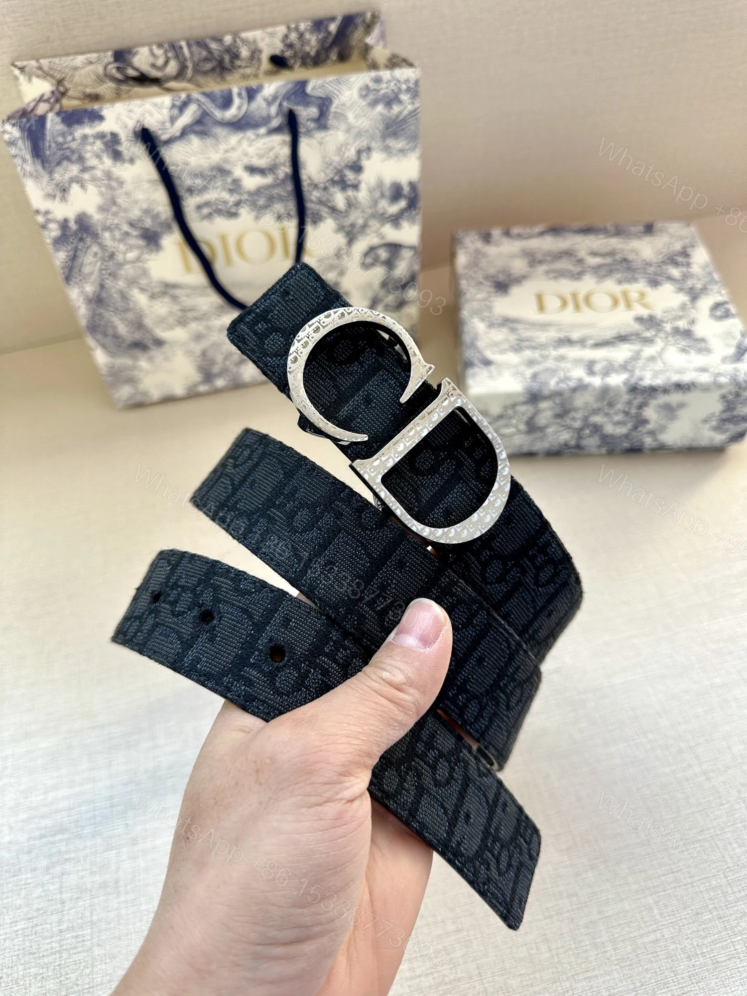 Dior 一比一 男款 Oblique老花皮帶 黑色CD扣 精品潮流款 — view 1