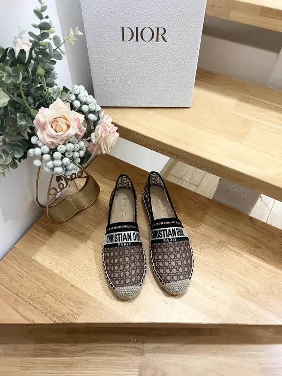 Brown Knit-Frame Espadrilles, Dior Branding, All-Day Comfort — view 1