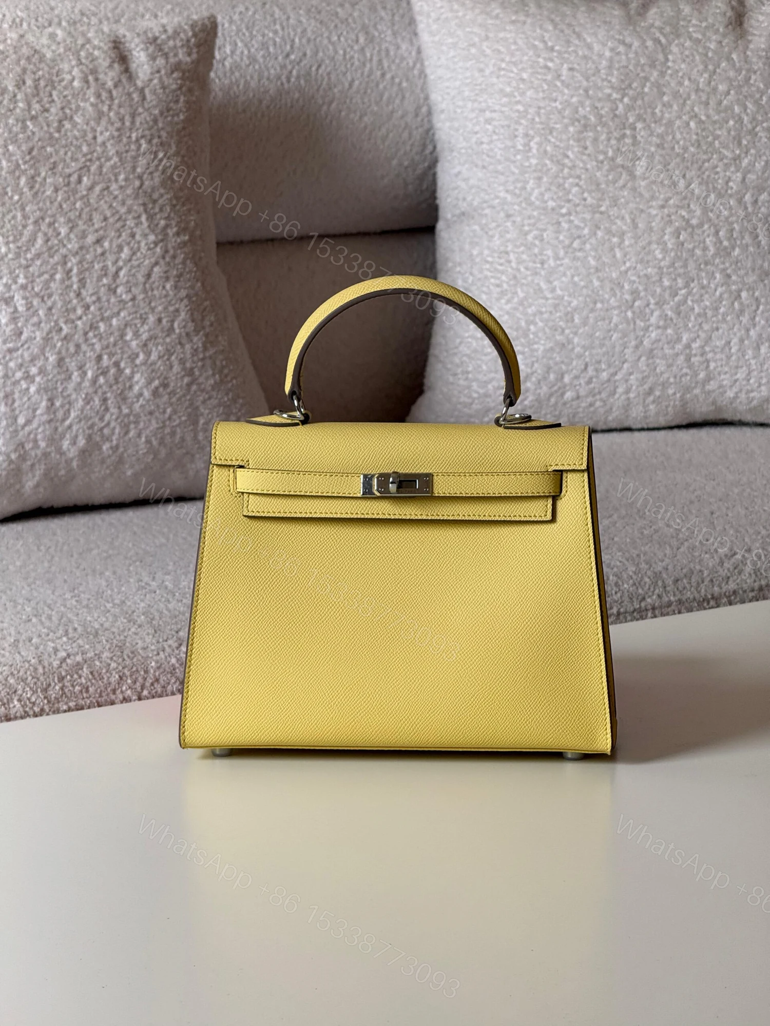 Hermes Kelly 25 Jaune De Naples Epsom Palladium Hardware — view 1