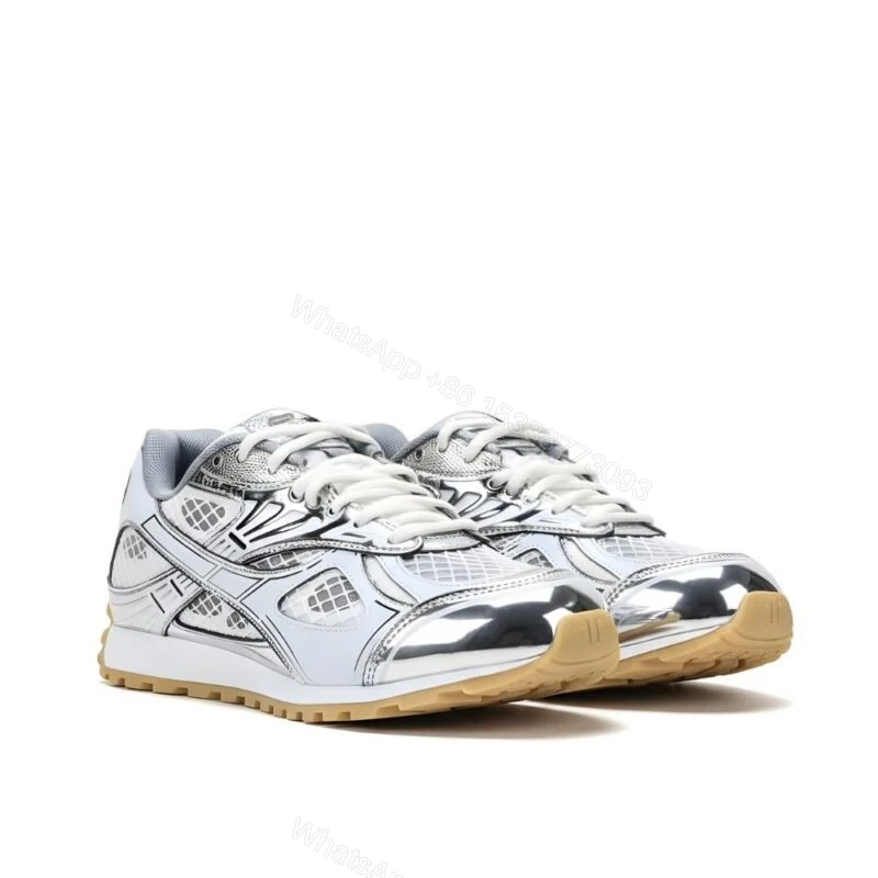 View 7 of Bottega Veneta Orbit Sneaker Silver And White