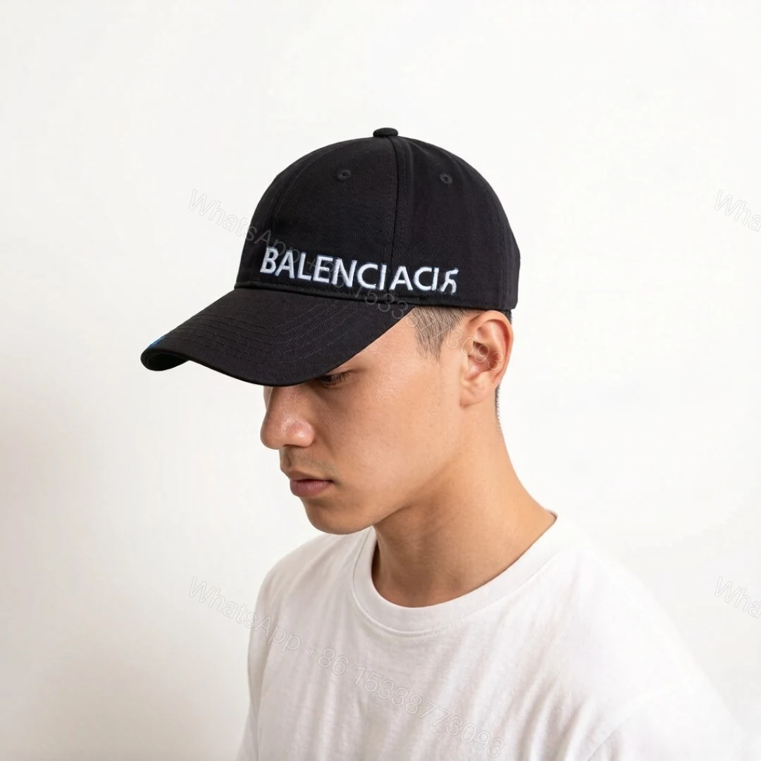 Balenciaga A货男女款刺绣Logo棒球帽黑色蓝字街头潮流帽 — view 1