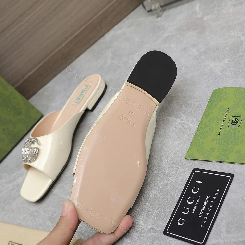 View 5 of Gucci GG Crystal Slippers White