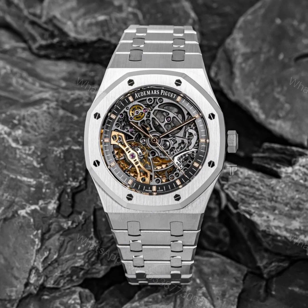 First Copy Audemars Piguet Royal Oak Skeleton Automatic Stainless Steel Watch With Integrated Bracelet — view 1